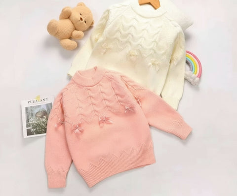 Soft Knit Bow Sweaters for Little Girls