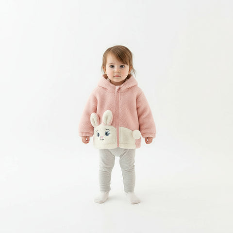 Cute Bunny Hooded Winter Jacket for Baby Girls