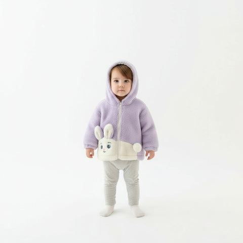 Cute Bunny Hooded Winter Jacket for Baby Girls