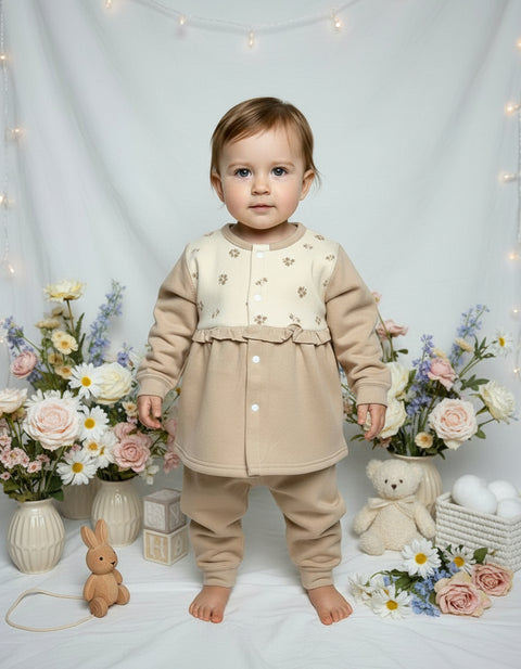 Baby Girl 2-Piece Beige Outfit