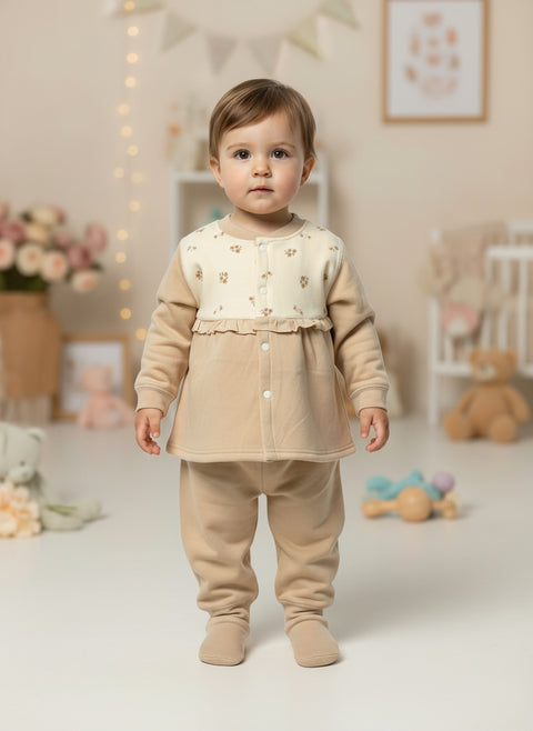 Baby Girl 2-Piece Beige Outfit