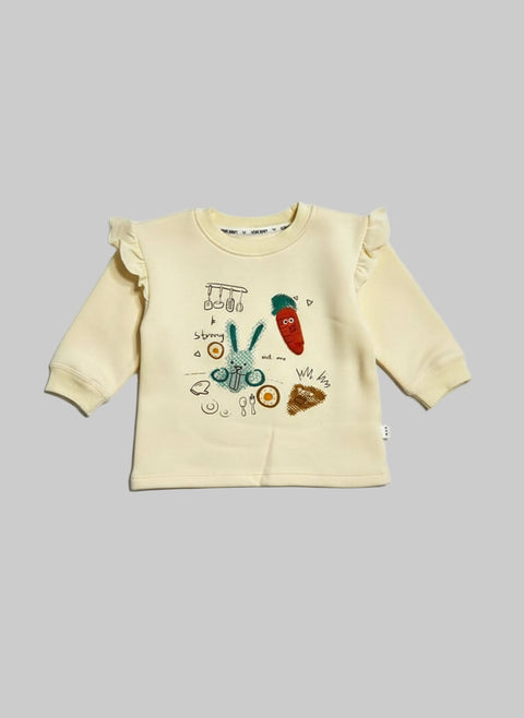 HONE BABY Ruffled Bunny and Carrot Sweatshirt & Pants Set