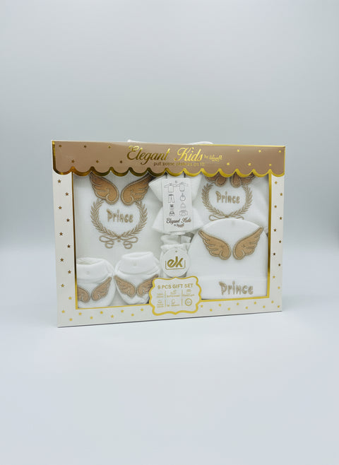“Elegant Kids 9-Piece Baby Gift Set – ‘Prince’(Gold & Silver)”