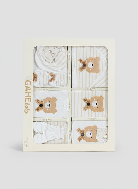 Newborn Gift Set – 12-Piece Soft Cotton Outfit with Teddy Bear Design 🧸