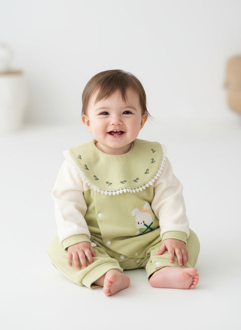 Cute Green Bunny Romper for Baby