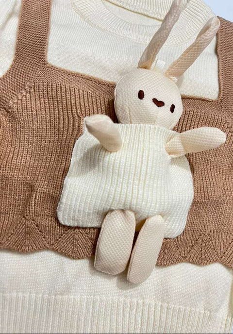 Cozy Caramel Knit Set with Bunny Charm 🐰