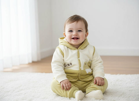 3pc Cute Dino Print Winter Suit Set for Babies