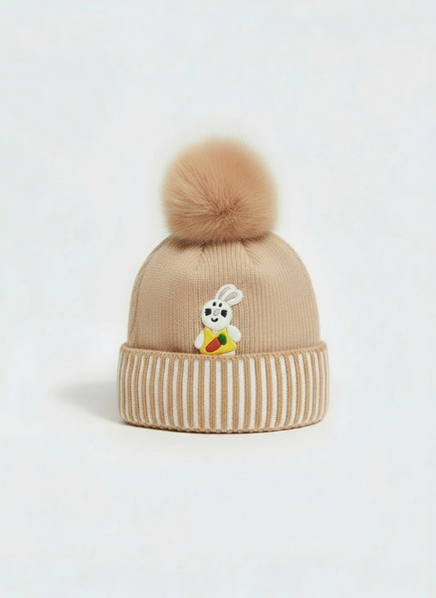 🌼 Playful Pom Pom Bunny Cap