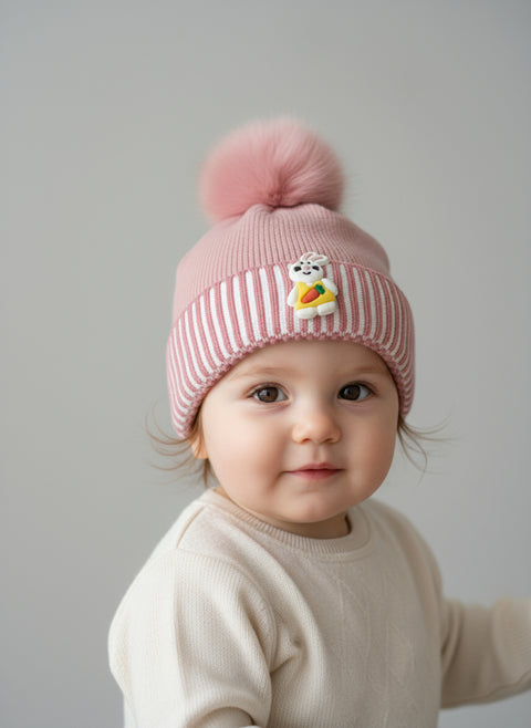 🎀 Warm Bunny Knit Cap