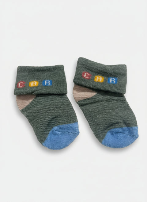 Soft Cotton Baby Socks – Car Letter Print