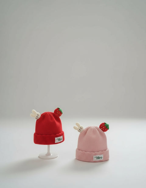 Cute Strawberry & Bunny Baby Knitted Caps