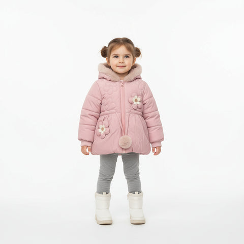 Cute Pink Flower Hooded Winter