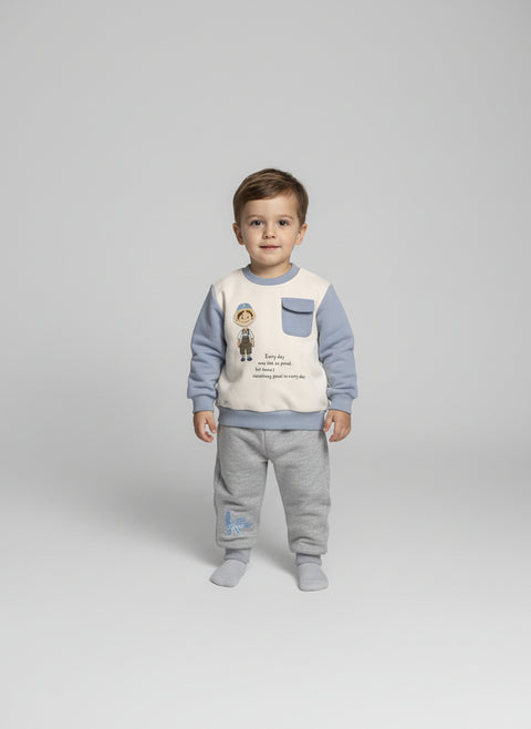Cute Boy Winter Sweatshirt and Jogger Set