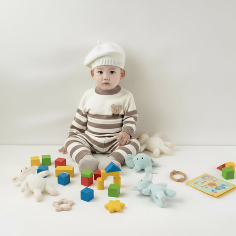 Striped Teddy Knit Baby Suit