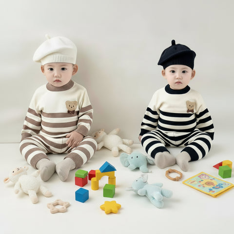 Striped Teddy Knit Baby Suit