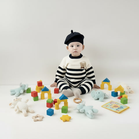 Striped Teddy Knit Baby Suit